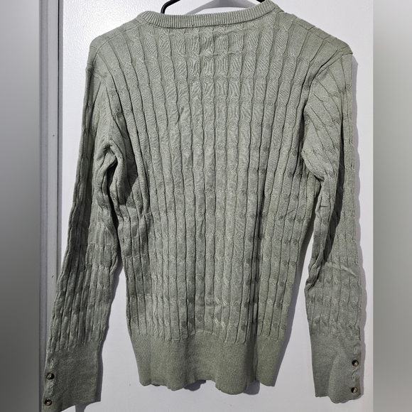 AISHTY Women's Sage V-Neck Cable Sweater NWT XL - Picture 2 of 2
